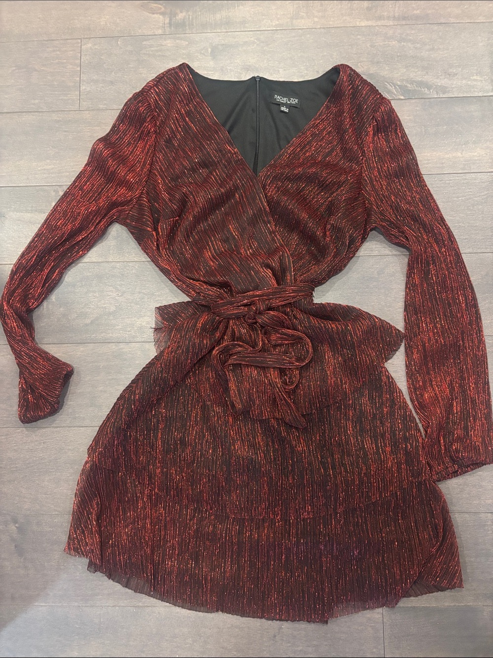 Rachel Zoe Red Metallic Wrap Dress